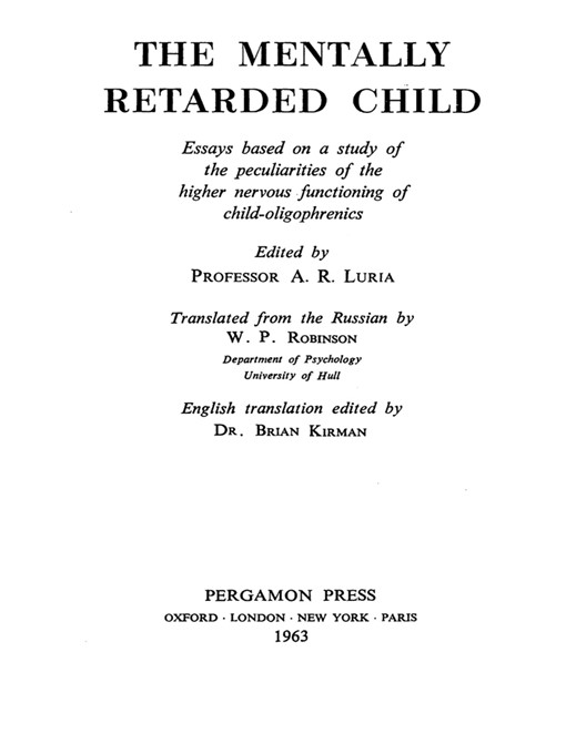 Upplýsingar um The Mentally Retarded Child eftir A. R. Luria - Biðlisti